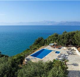 7 bedroom seafront luxury villa with pool & jacuzzi, near Acharavi, sleeps 14-15